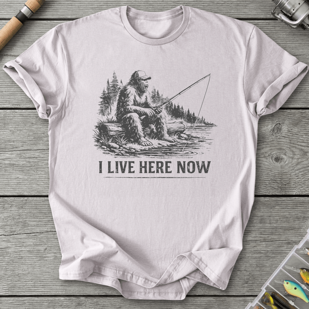 Bigfoot Live Here Fishing T-Shirt in Ice Grey | River Giants Club