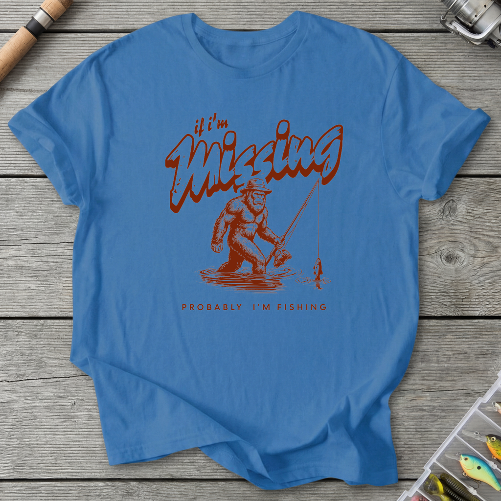 Bigfoot Probably Fishing T-Shirt in Iris | River Giants Club
