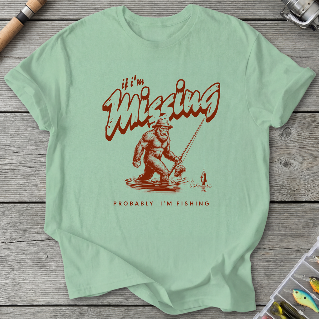 Bigfoot Probably Fishing T-Shirt in Mint Green | River Giants Club