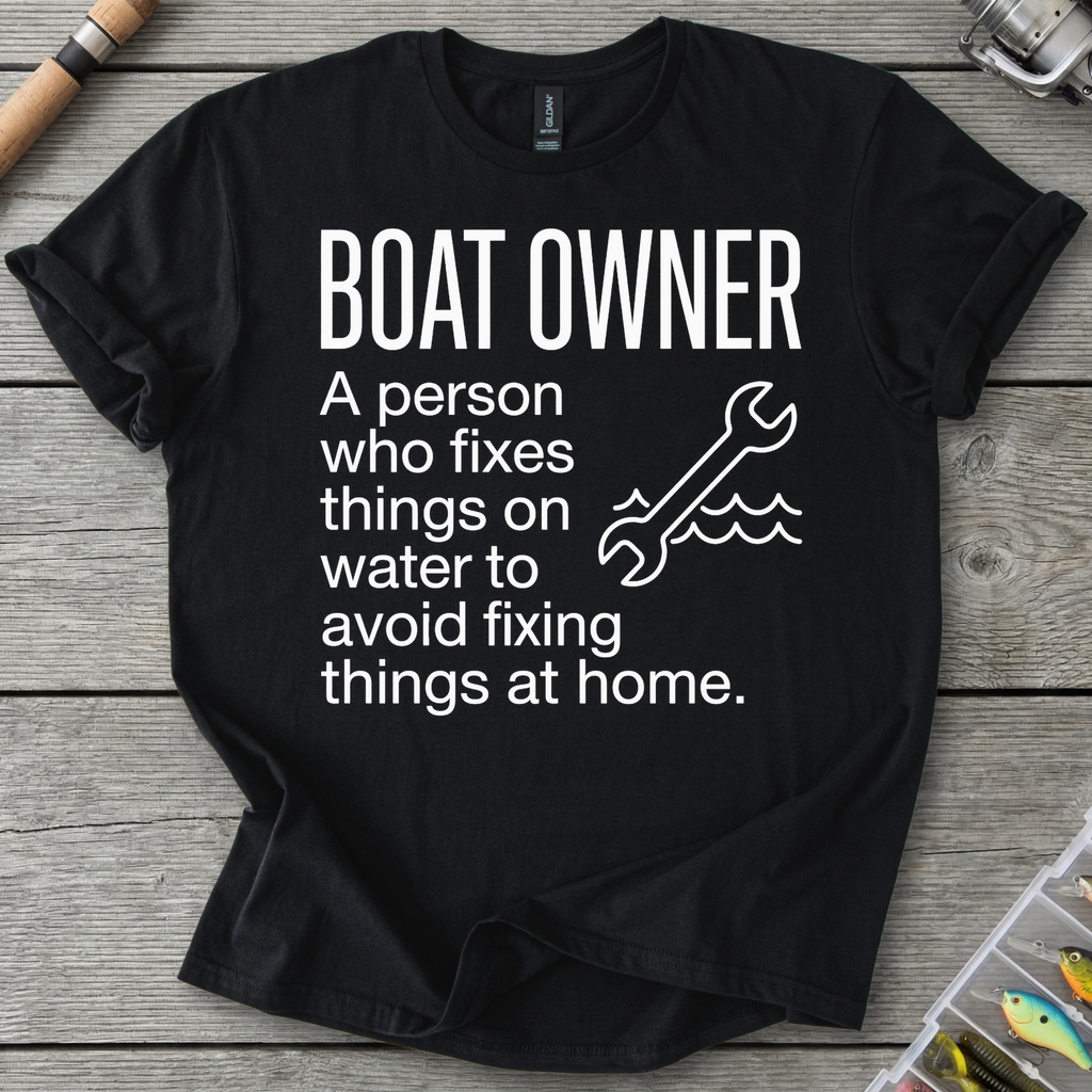 Boat Owner Humor Graphic T-Shirt in Black | River Giants Club