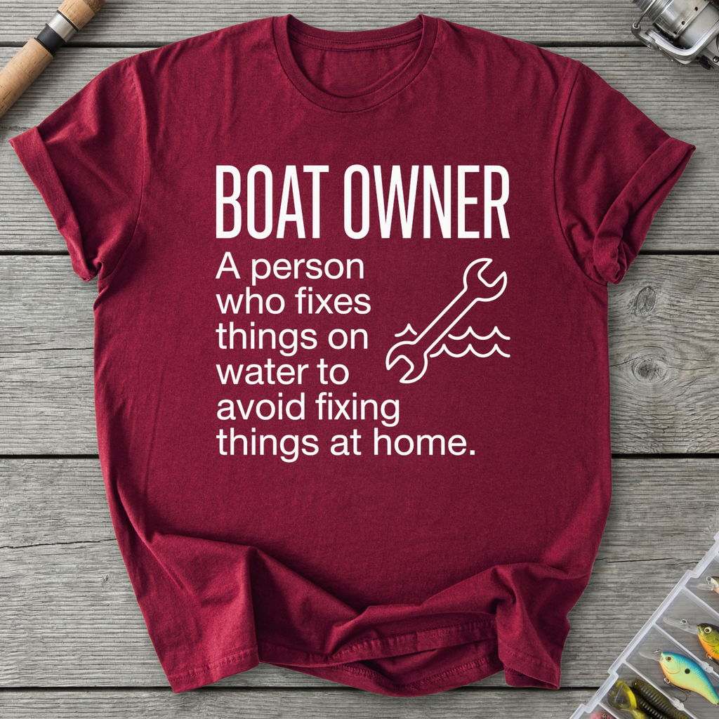 Boat Owner Humor Graphic T-Shirt in Maroon | River Giants Club