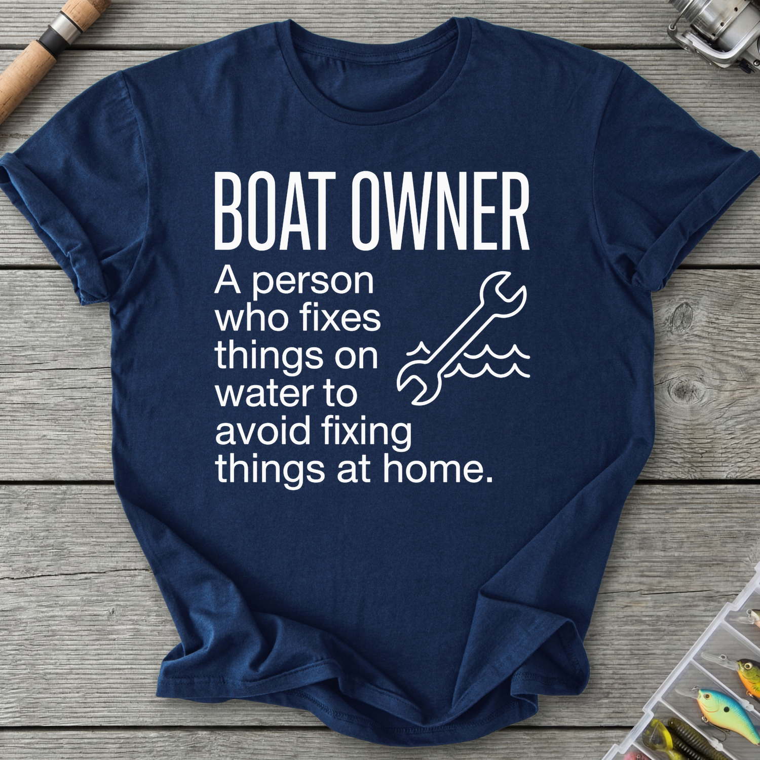 Boat Owner Humor Graphic T-Shirt in Navy | River Giants Club