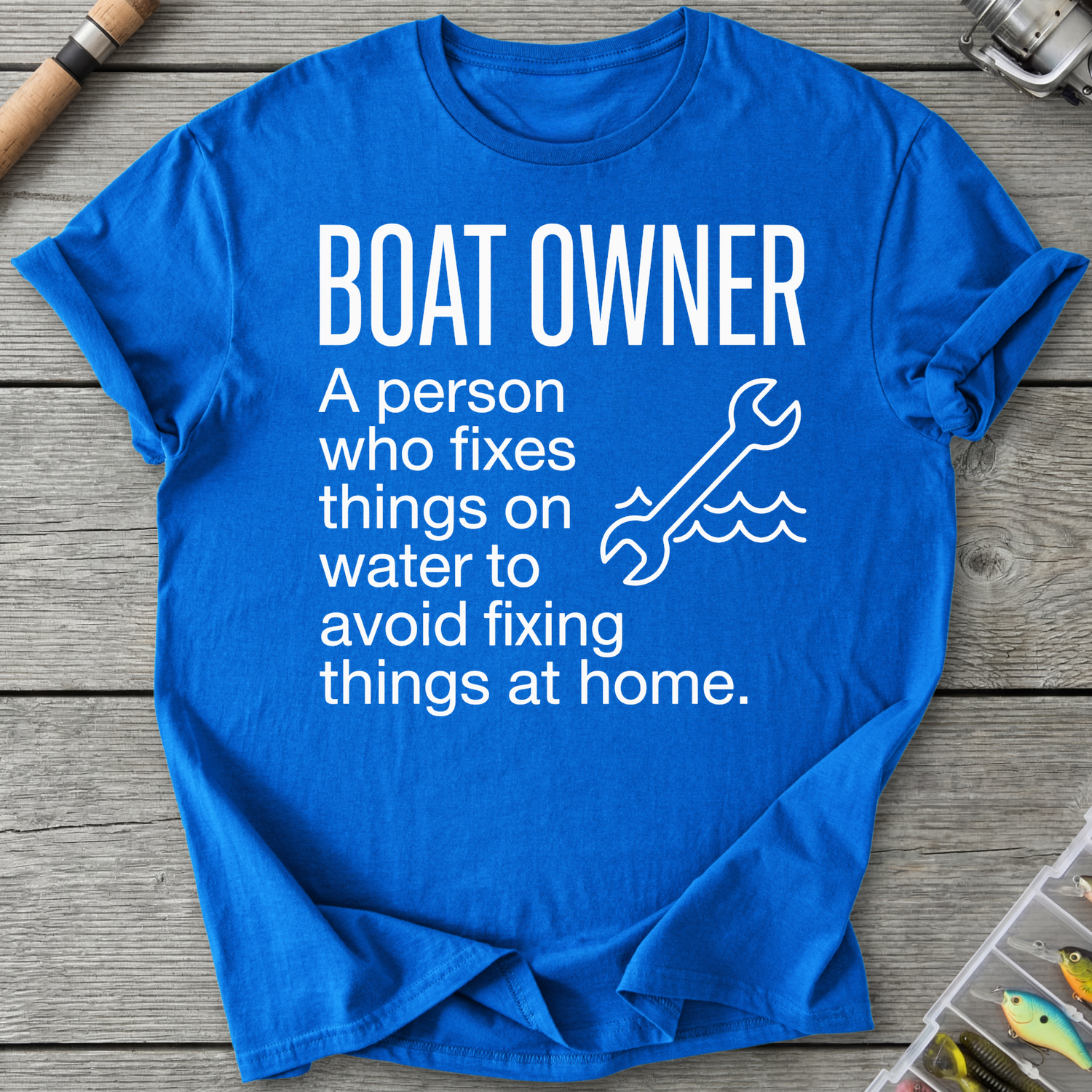 Boat Owner Humor Graphic T-Shirt in Royal | River Giants Club