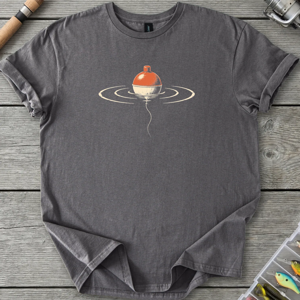 Bobber in Quiet Ripples T-Shirt in Charcoal | River Giants Club