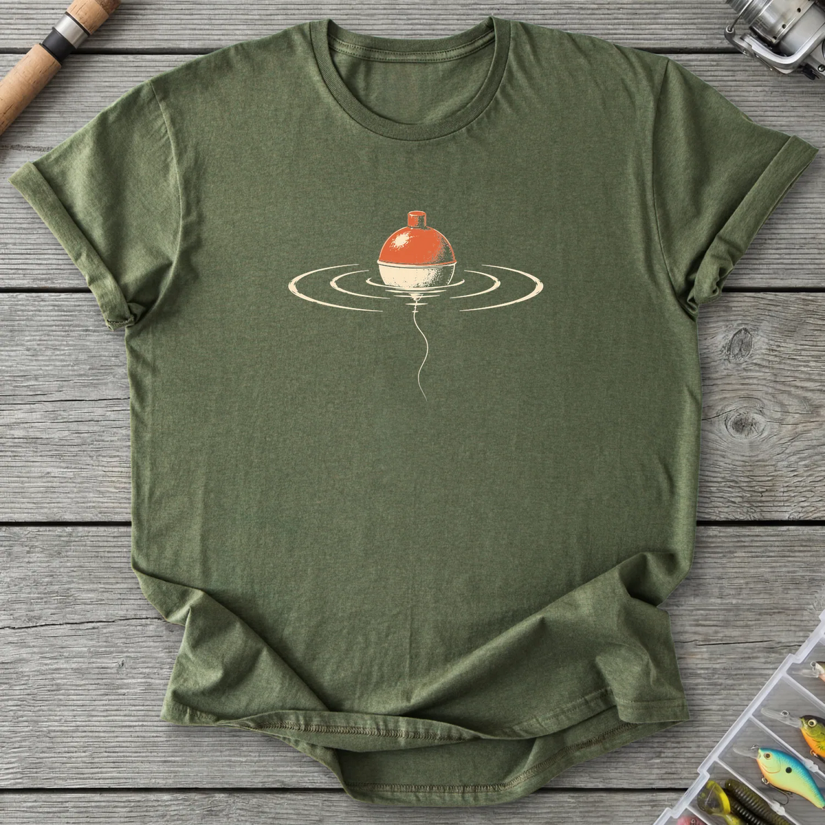 Bobber in Quiet Ripples T-Shirt in Military Green | River Giants Club