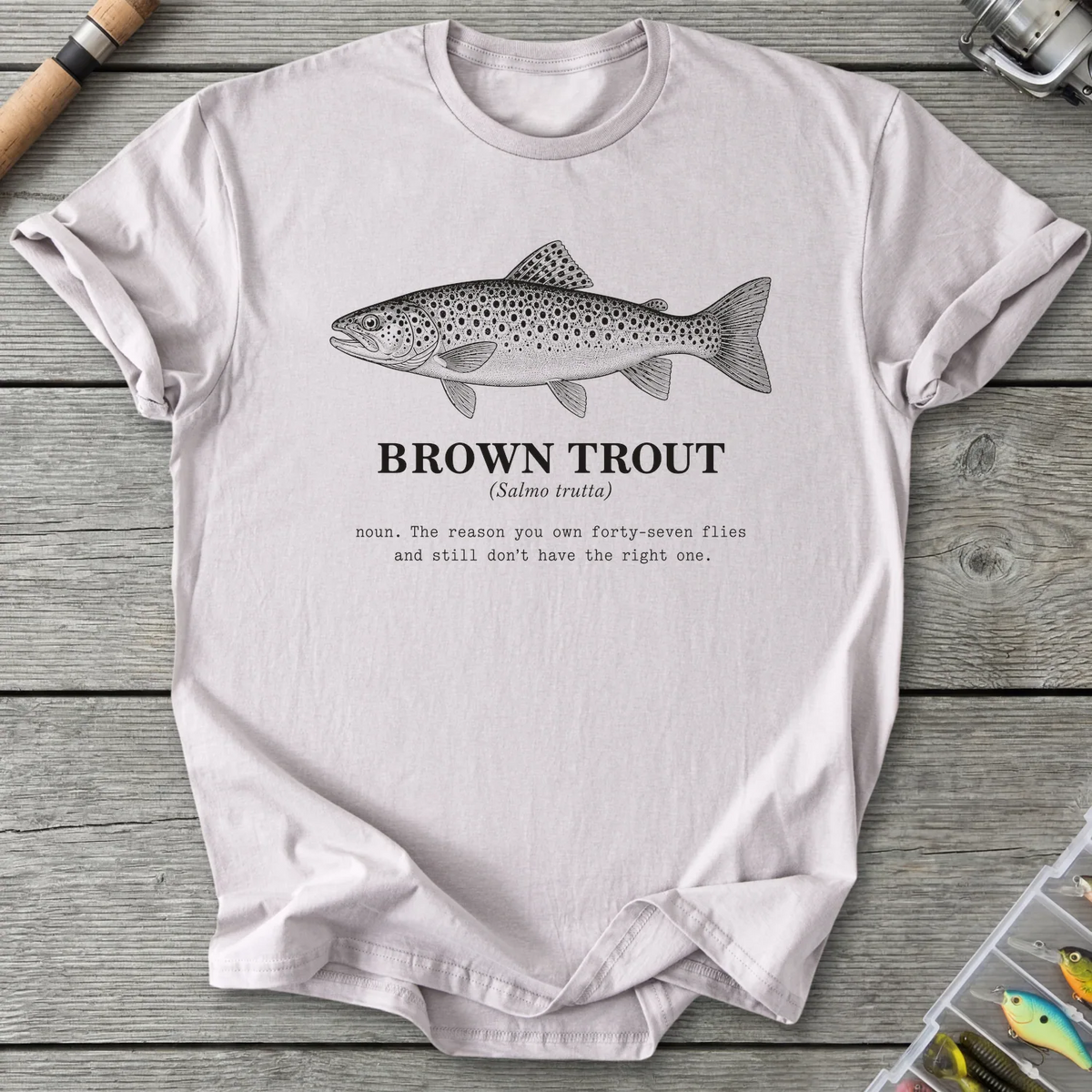 BROWN TROUT Definition T-Shirt in Ice Grey | River Giants Club