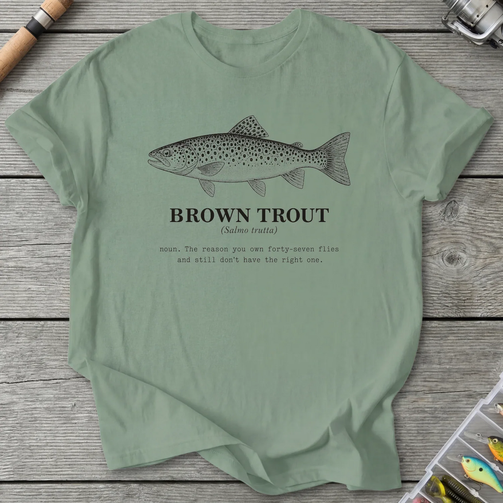 BROWN TROUT Definition T-Shirt in Sage | River Giants Club