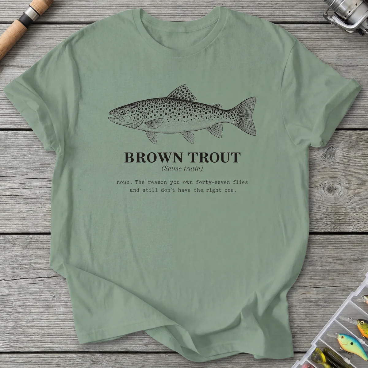 BROWN TROUT Definition T-Shirt in Sage | River Giants Club