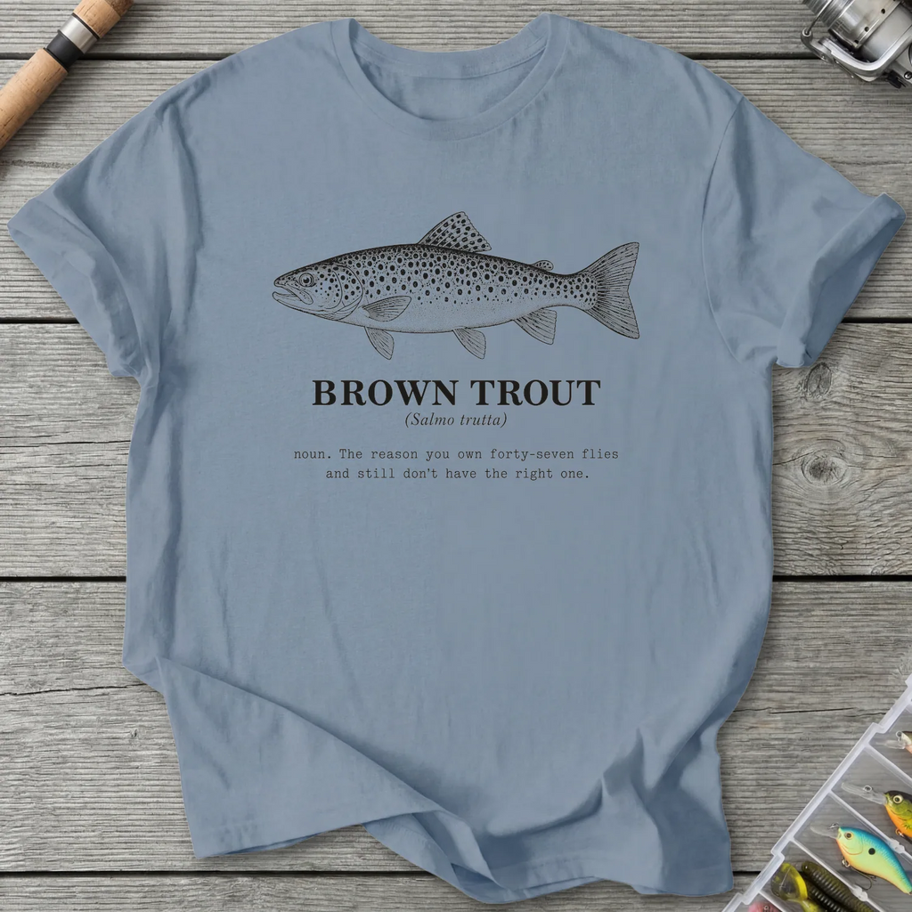BROWN TROUT Definition T-Shirt in Stone Blue | River Giants Club