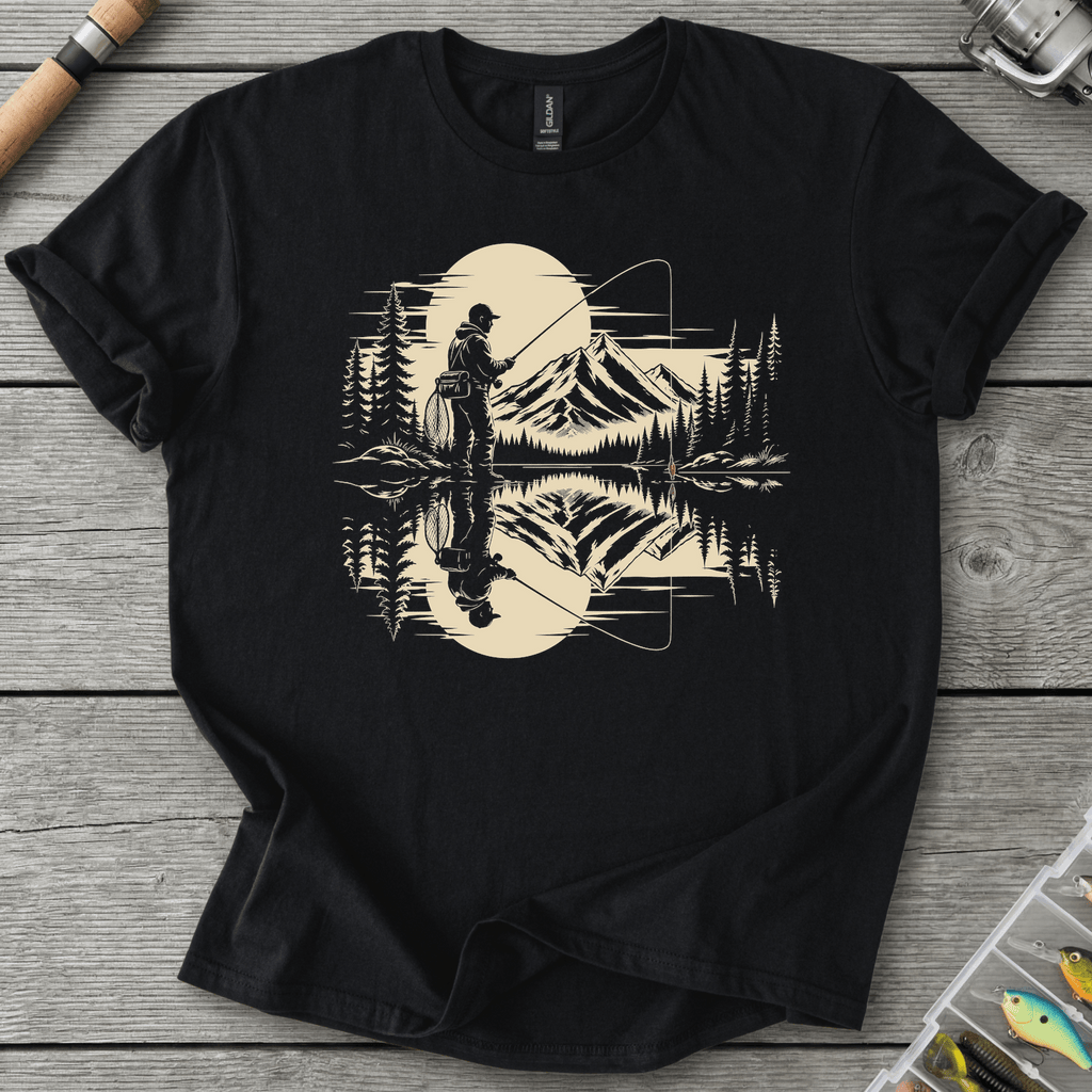 Calm Fishing Silhouette T-Shirt in Black | River Giants Club
