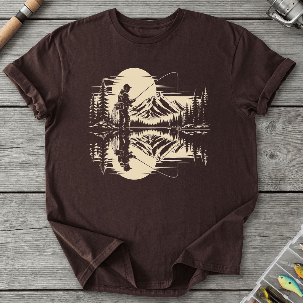 Calm Fishing Silhouette T-Shirt in Dark Chocolate | River Giants Club