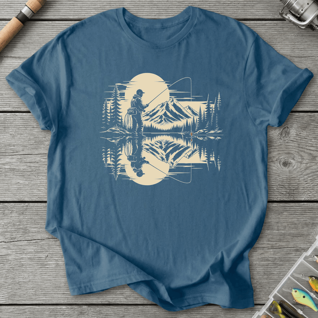 Calm Fishing Silhouette T-Shirt in Indigo Blue | River Giants Club