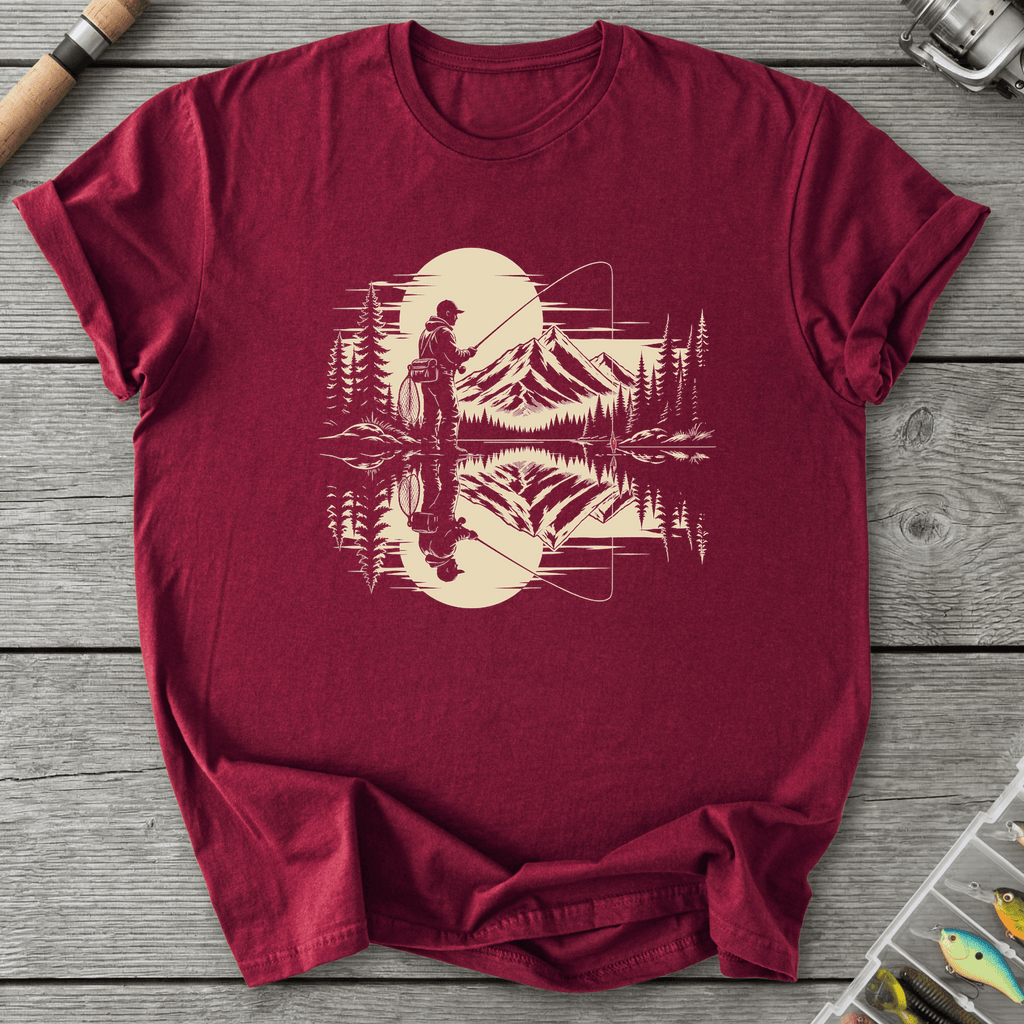 Calm Fishing Silhouette T-Shirt in Maroon | River Giants Club