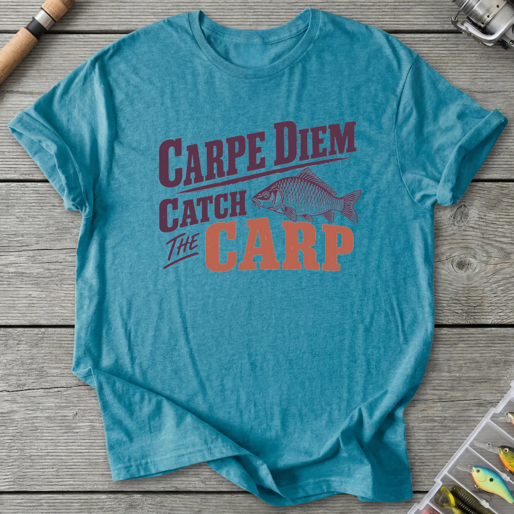 Carpe Diem Catch The Carp T-Shirt in Heather Galapagos Blue | River Giants Club