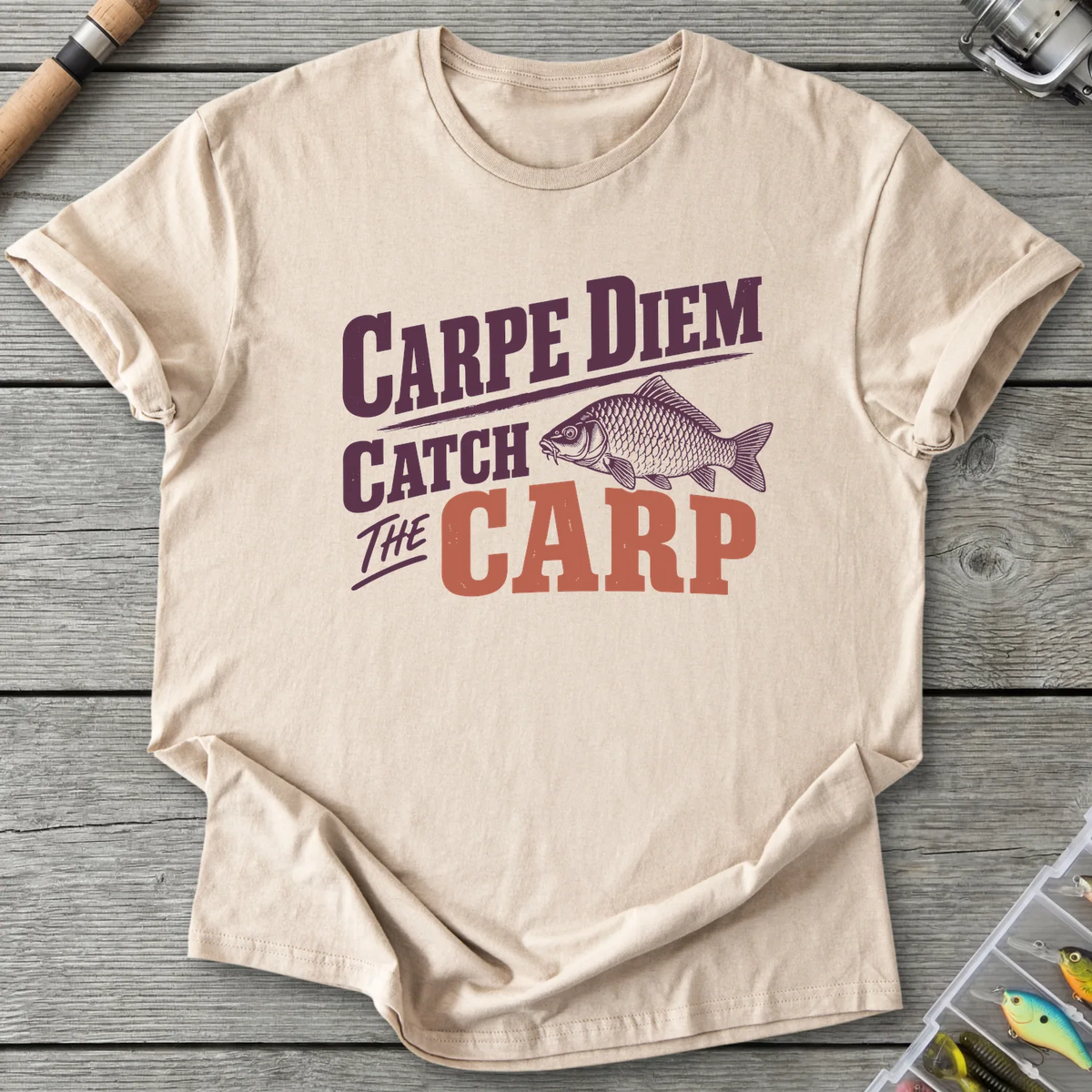 Carpe Diem Catch The Carp T-Shirt in Sand | River Giants Club