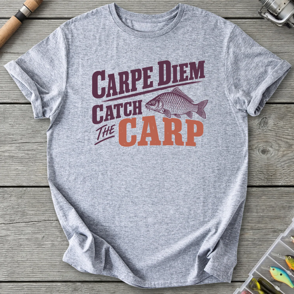 Carpe Diem Catch The Carp T-Shirt in Sport Grey | River Giants Club