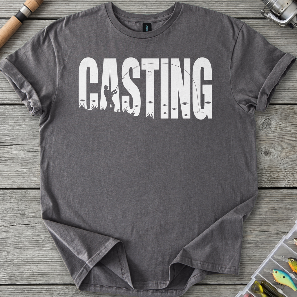 Casting Silhouette Fishing Graphic T-Shirt in Charcoal | River Giants Club