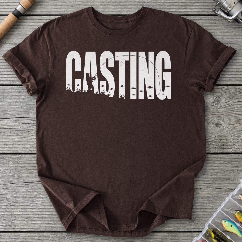 Casting Silhouette Fishing Graphic T-Shirt in Dark Chocolate | River Giants Club