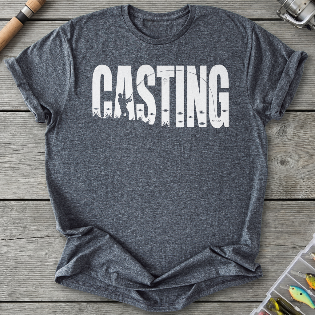 Casting Silhouette Fishing Graphic T-Shirt in Dark Heather | River Giants Club