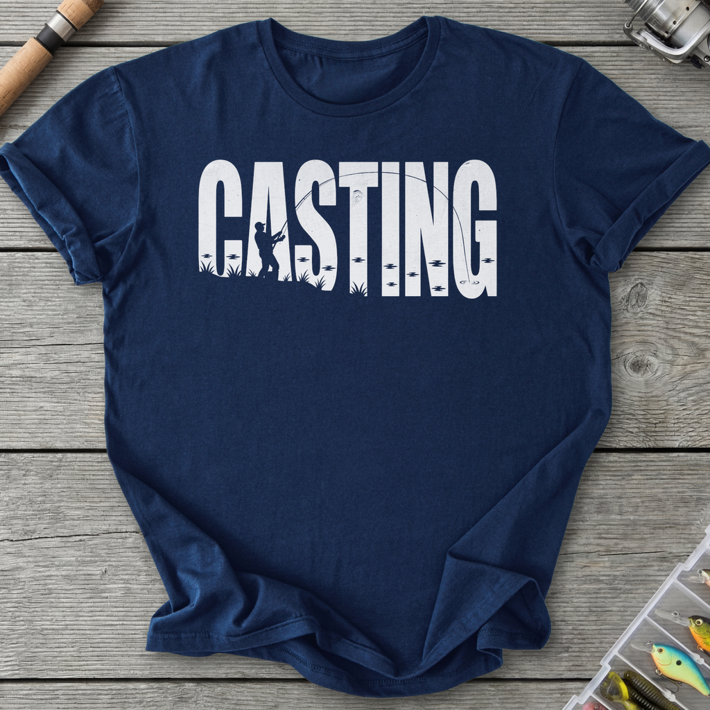 Casting Silhouette Fishing Graphic T-Shirt in Navy | River Giants Club