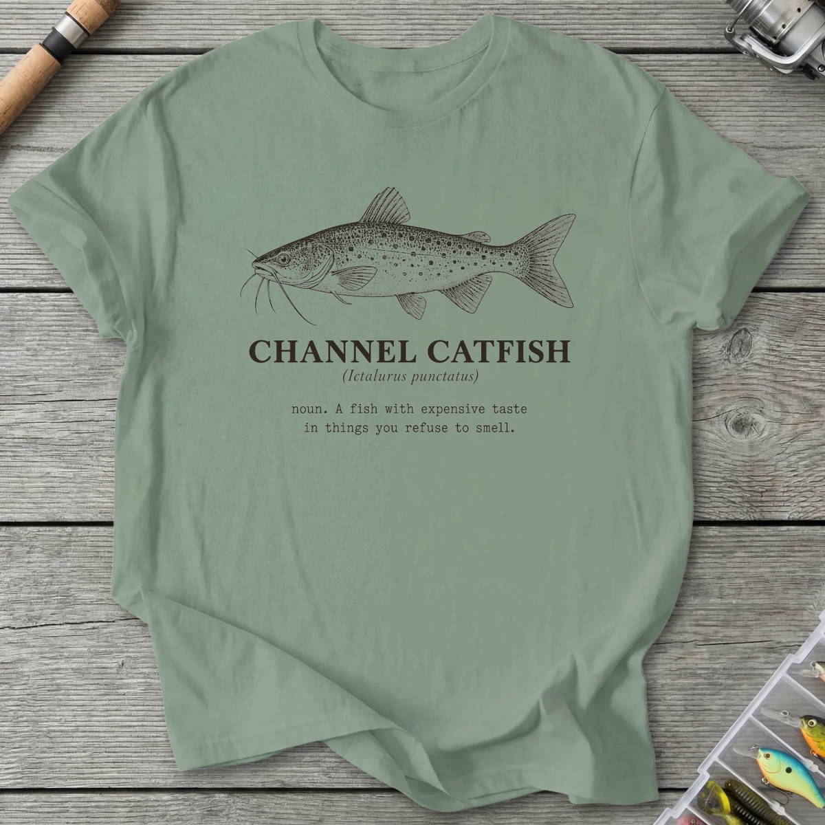 CHANNEL CATFISH Definition T-Shirt in Sage | River Giants Club