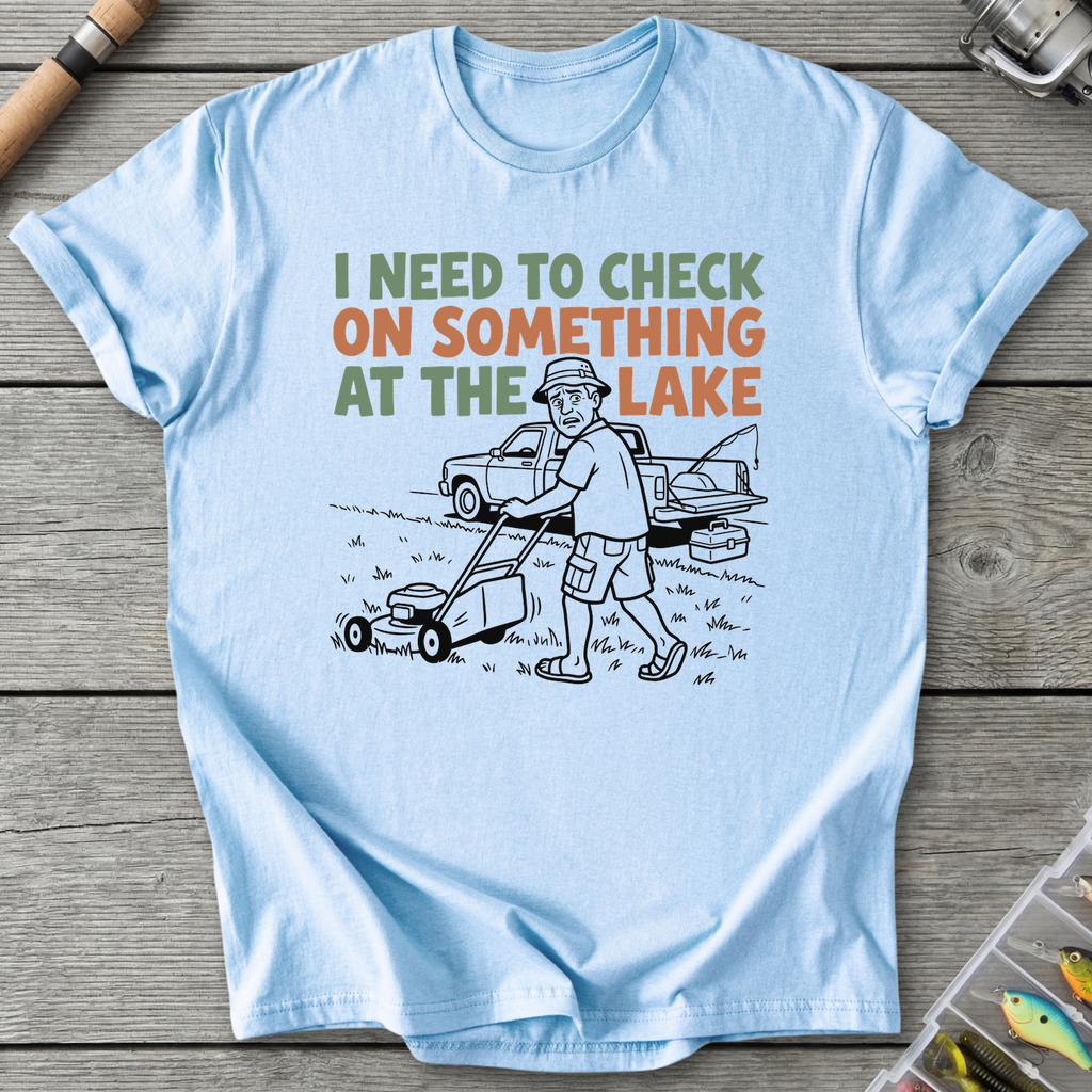 Check the Lake Fishing Excuse T-Shirt in Light Blue | River Giants Club