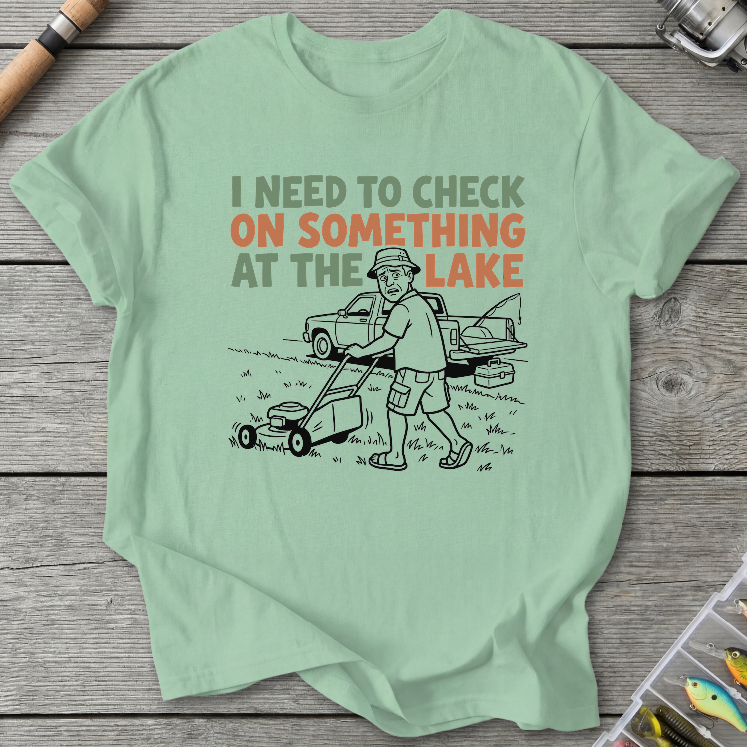 Check the Lake Fishing Excuse T-Shirt in Mint Green | River Giants Club