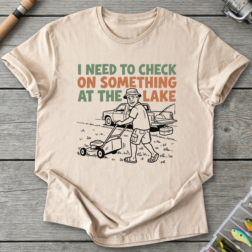 Check the Lake Fishing Excuse T-Shirt in Sand | River Giants Club