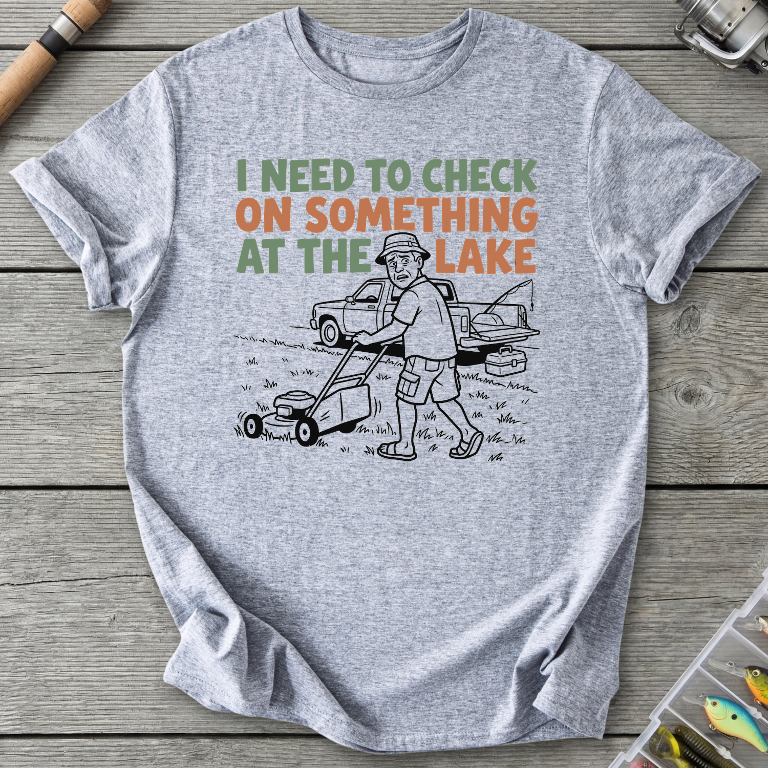 Check the Lake Fishing Excuse T-Shirt in Sport Grey | River Giants Club