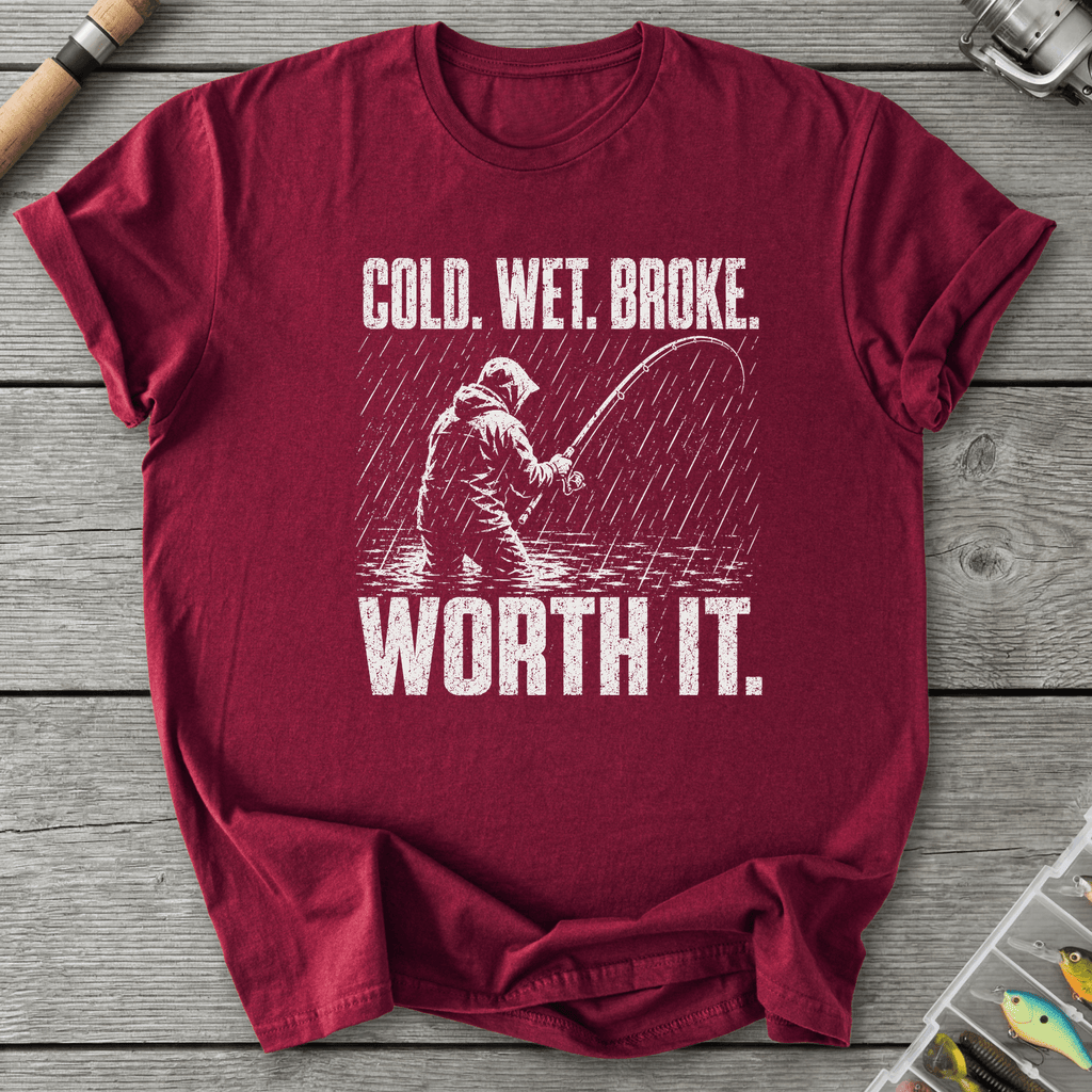 Cold Wet Broke T-Shirt in Maroon | River Giants Club