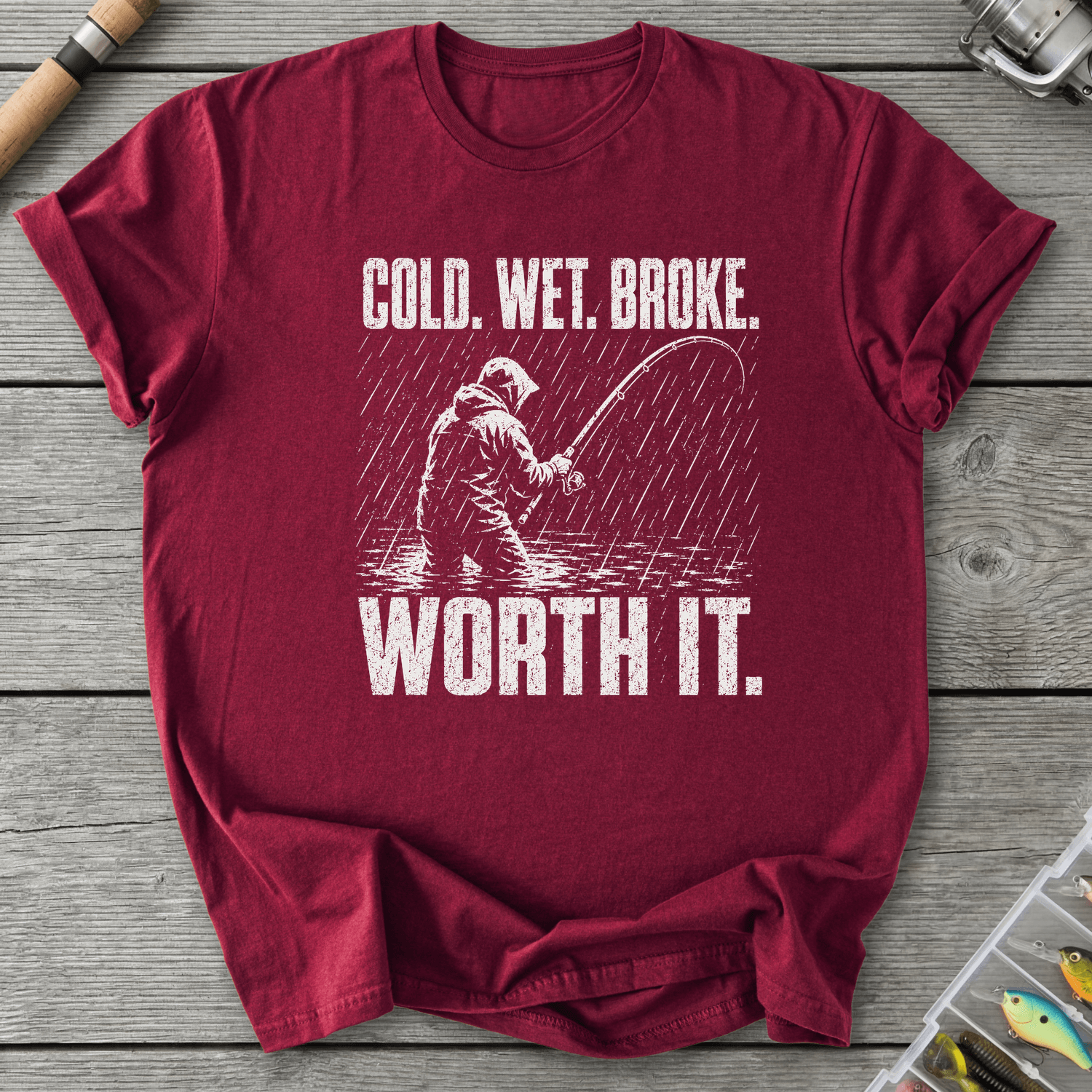 Cold Wet Broke T-Shirt in Maroon | River Giants Club