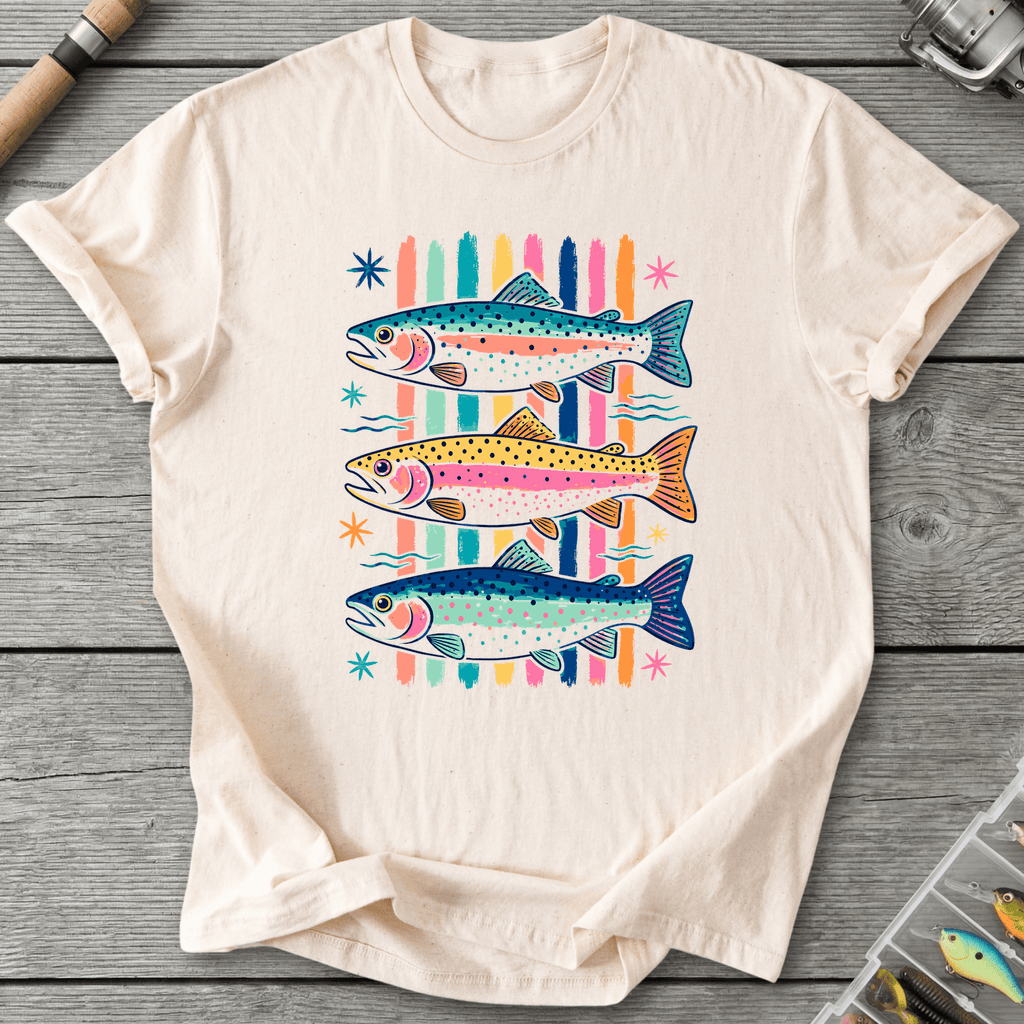 Colorful Trout Retro Pop Art T-Shirt in Natural | River Giants Club
