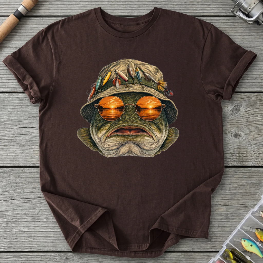 Cool Bass Fishing T-Shirt in Dark Chocolate | River Giants Club
