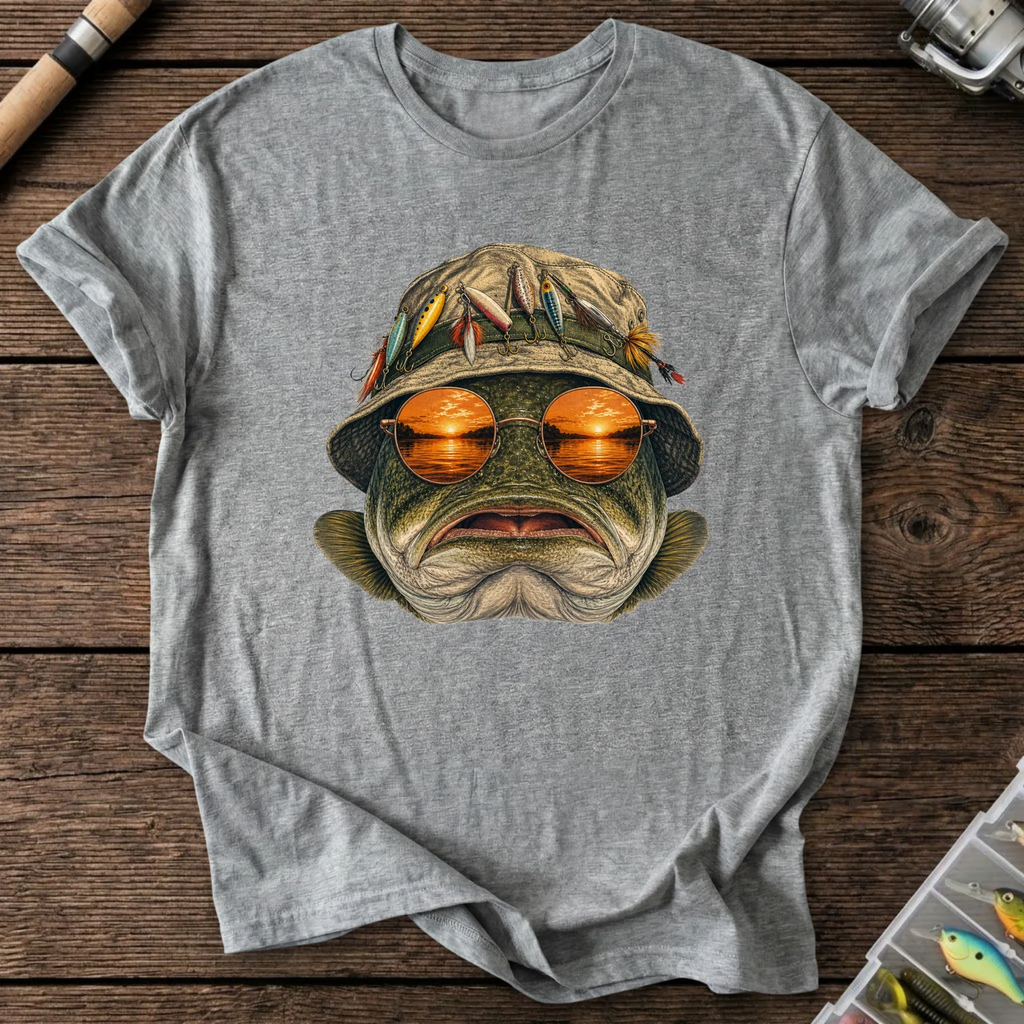 Cool Bass Fishing T-Shirt in Graphite Heather | River Giants Club