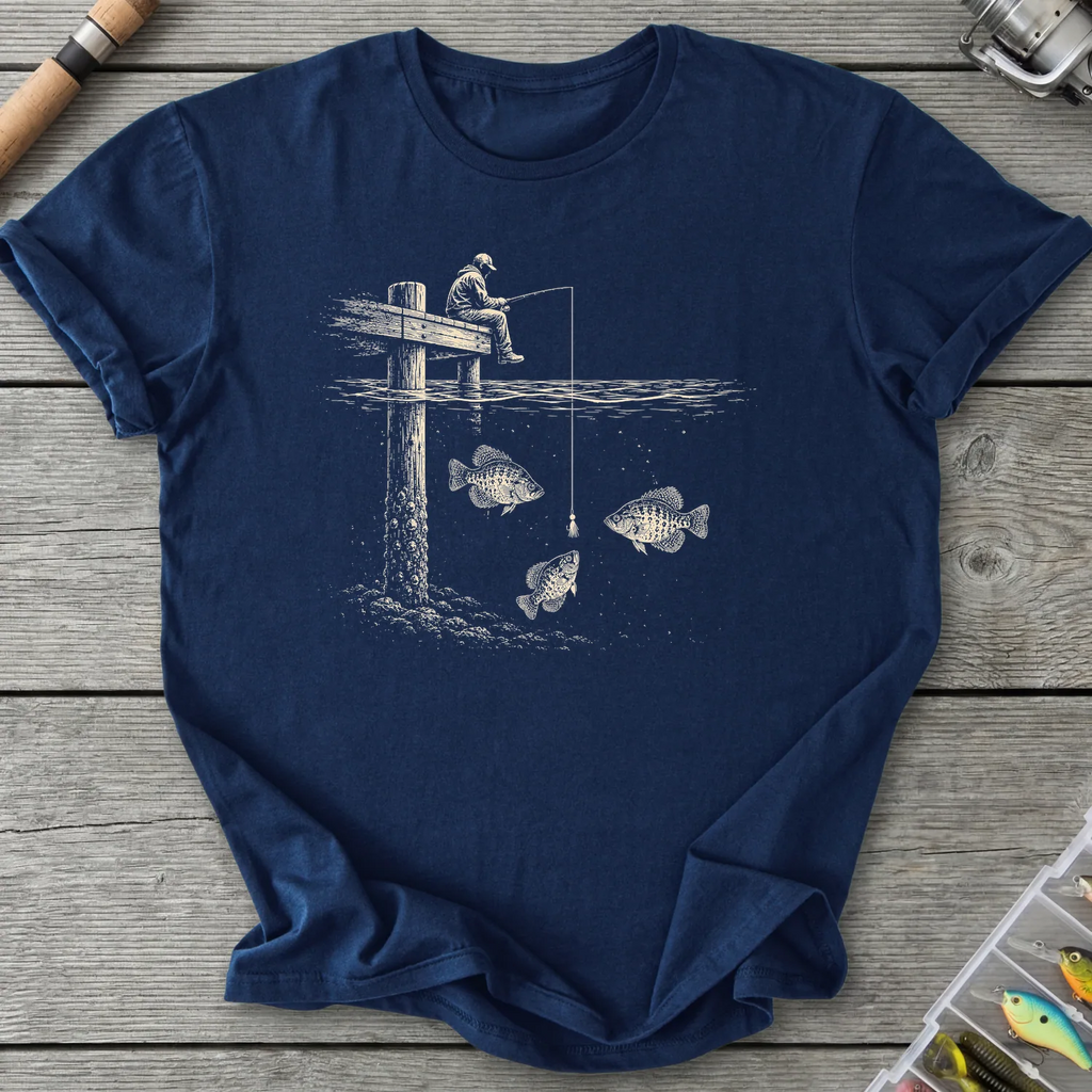 Crappie Fishing Dock Life T-Shirt in Navy | River Giants Club