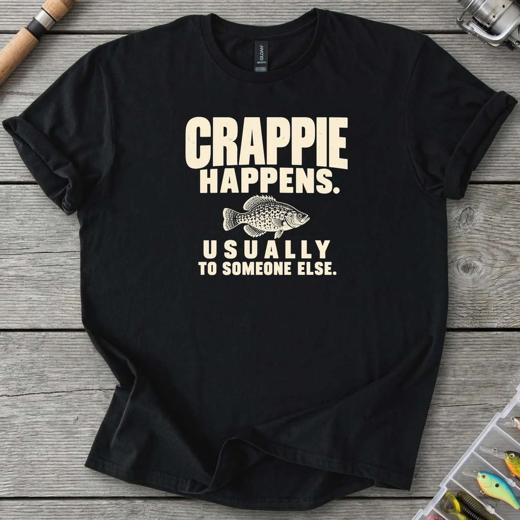 Crappie Happens T-Shirt in Black | River Giants Club