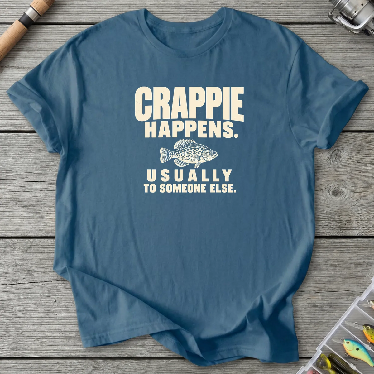 Crappie Happens T-Shirt in Indigo Blue | River Giants Club