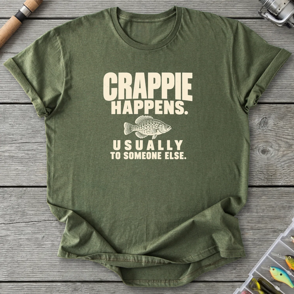 Crappie Happens T-Shirt in Military Green | River Giants Club