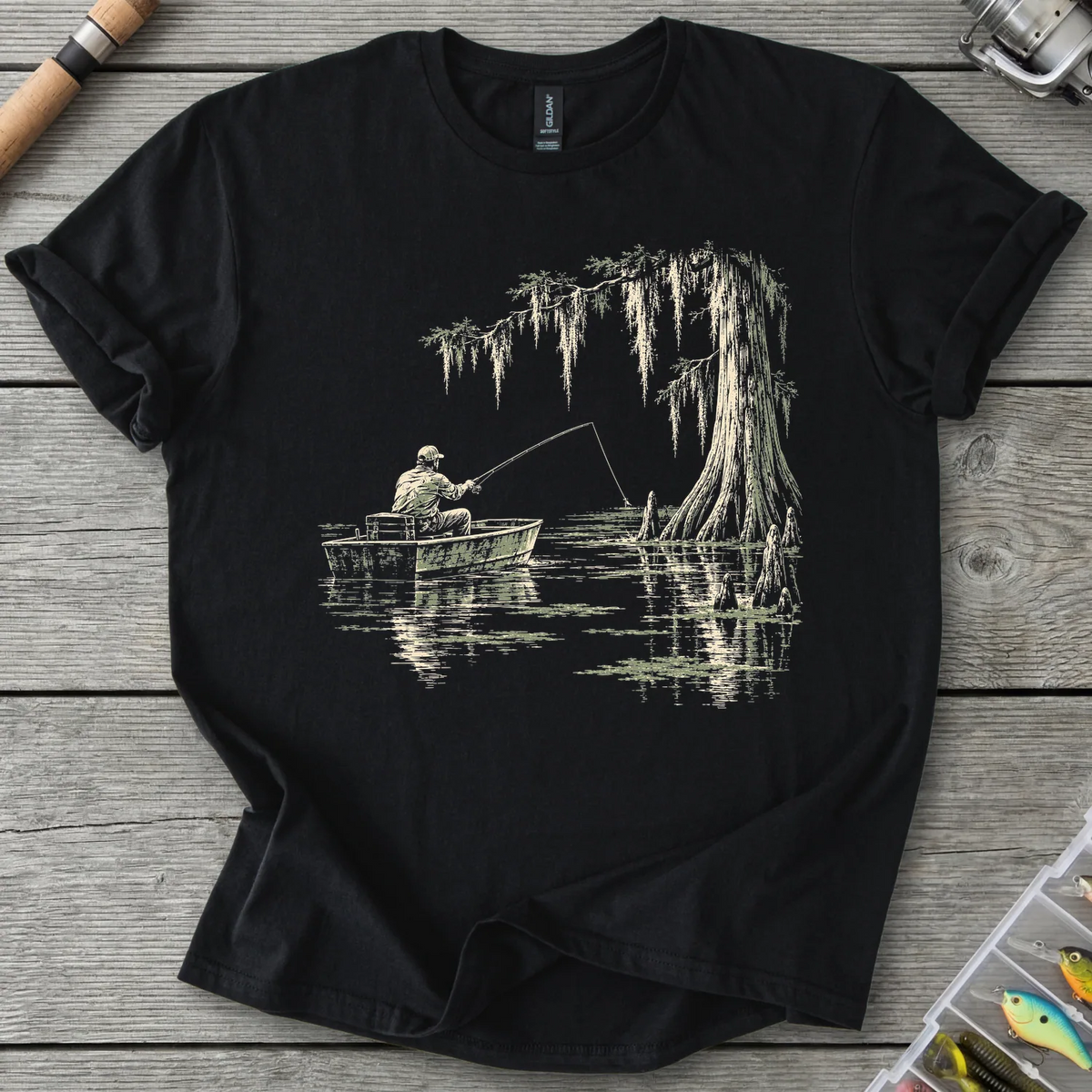 Cypress Swamp Fishing T-Shirt in Black | River Giants Club