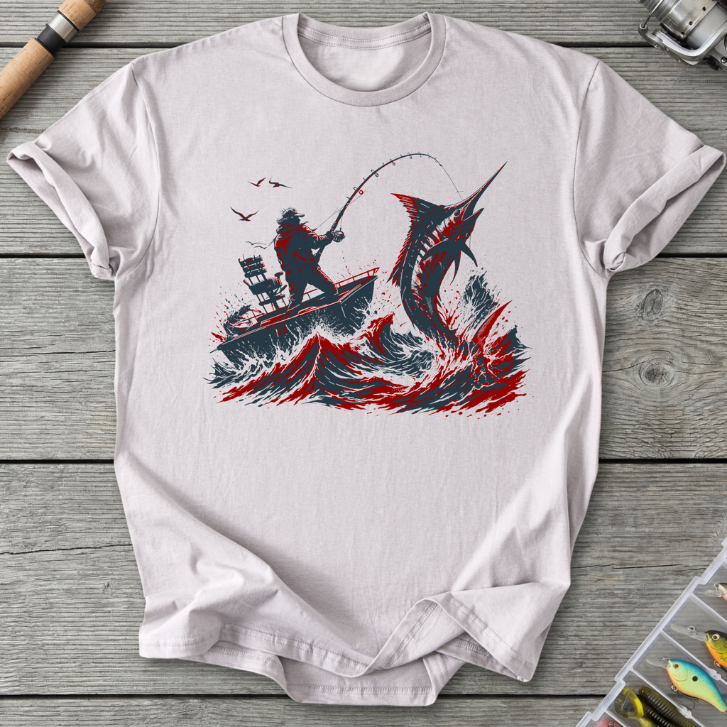 Deep Sea Marlin Fishing T-Shirt in Ice Grey | River Giants Club