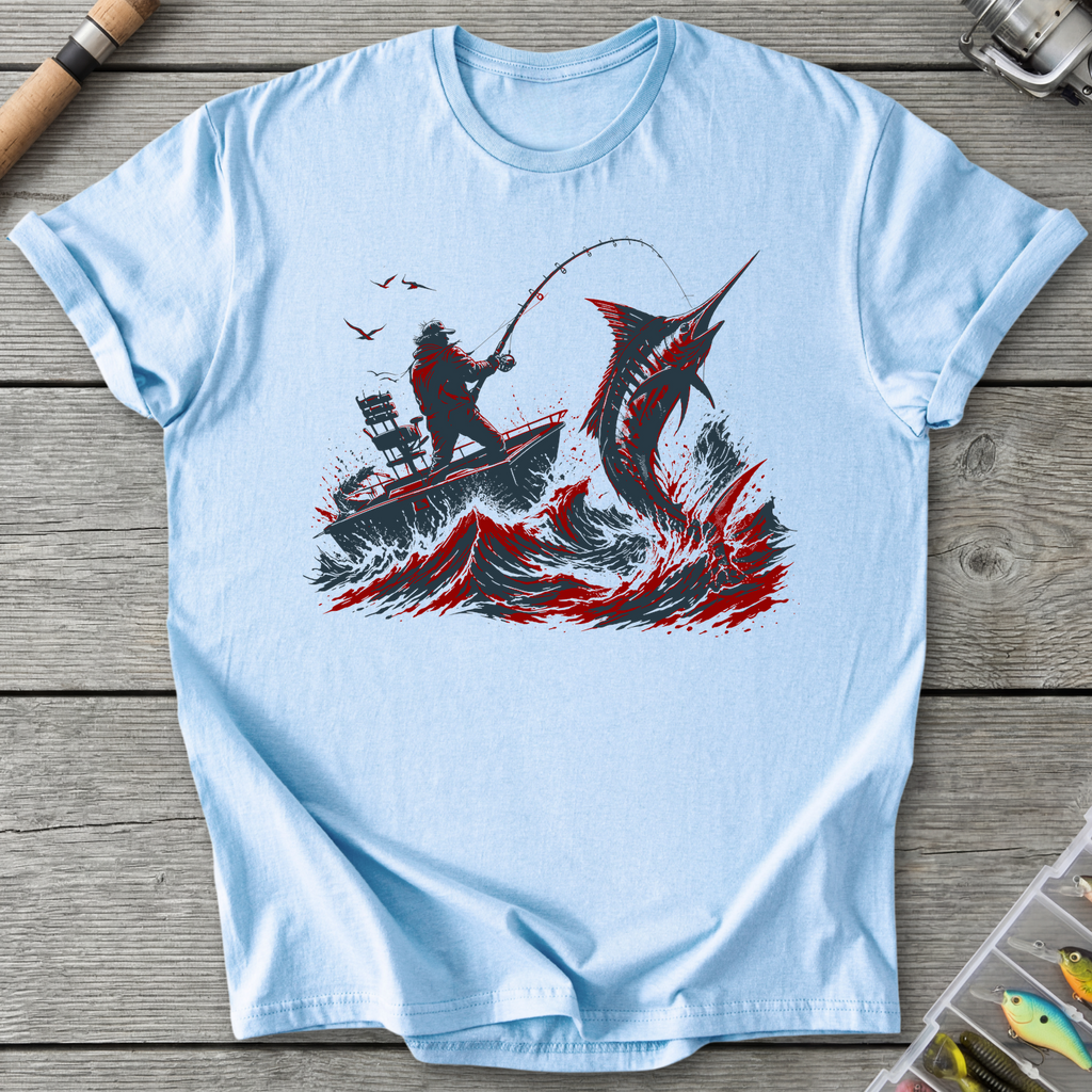 Deep Sea Marlin Fishing T-Shirt in Light Blue | River Giants Club