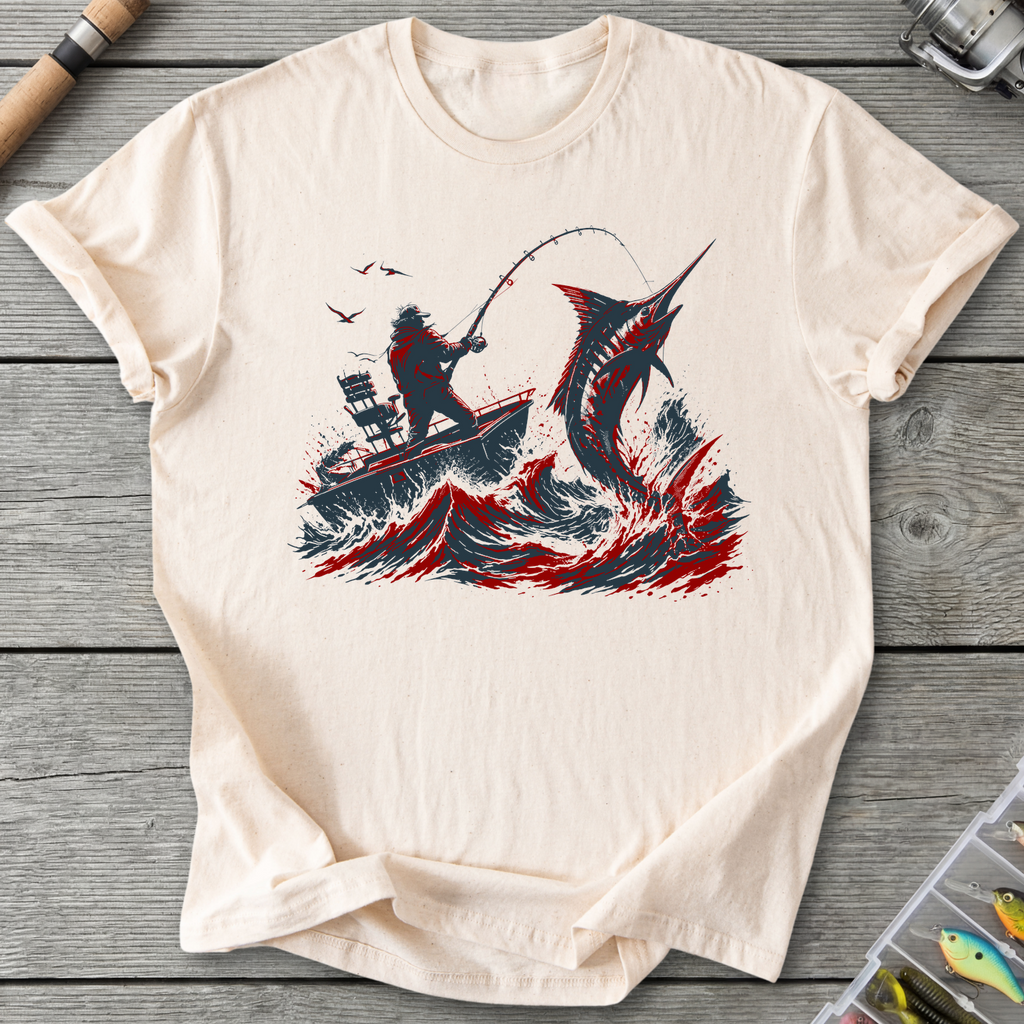 Deep Sea Marlin Fishing T-Shirt in Natural | River Giants Club