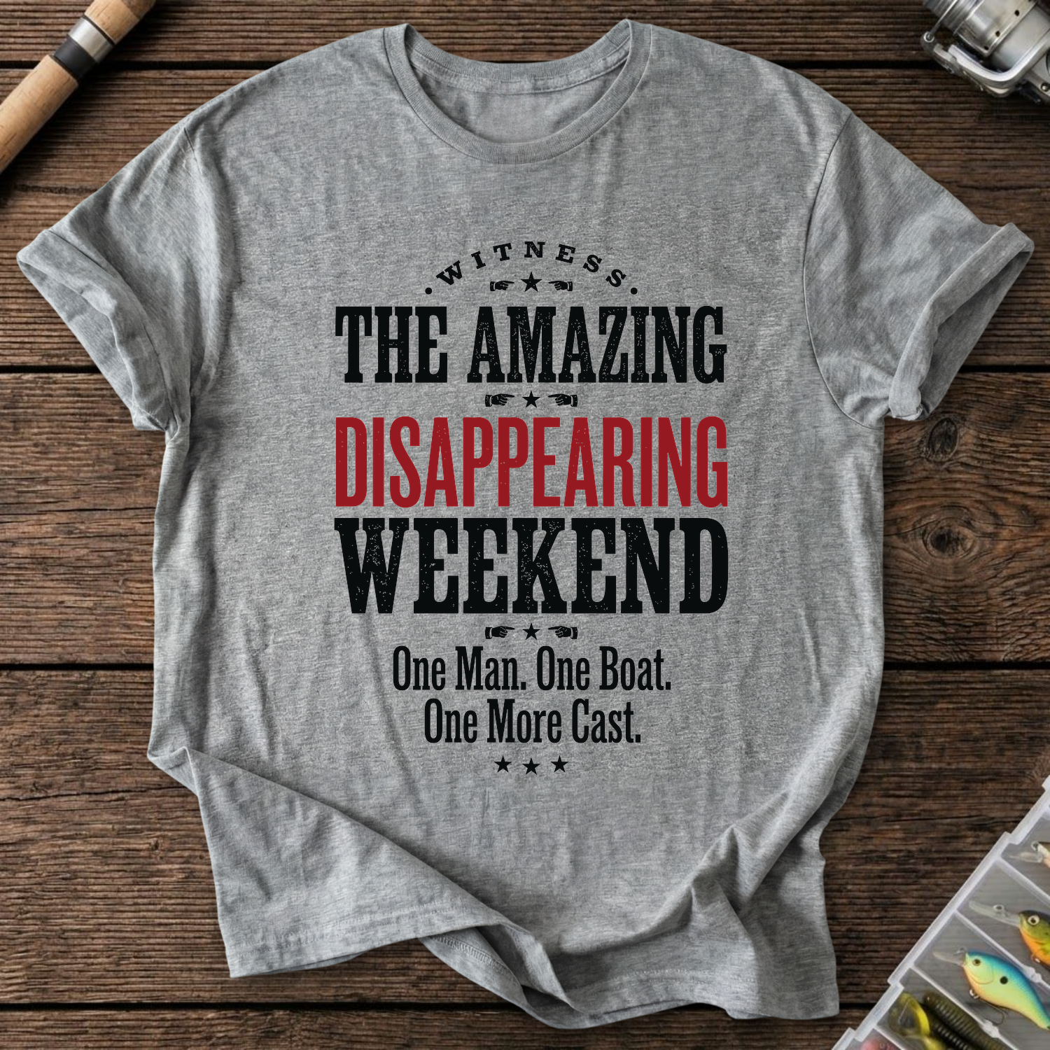 Disappearing Weekend One More Cast T-Shirt in Graphite Heather | River Giants Club