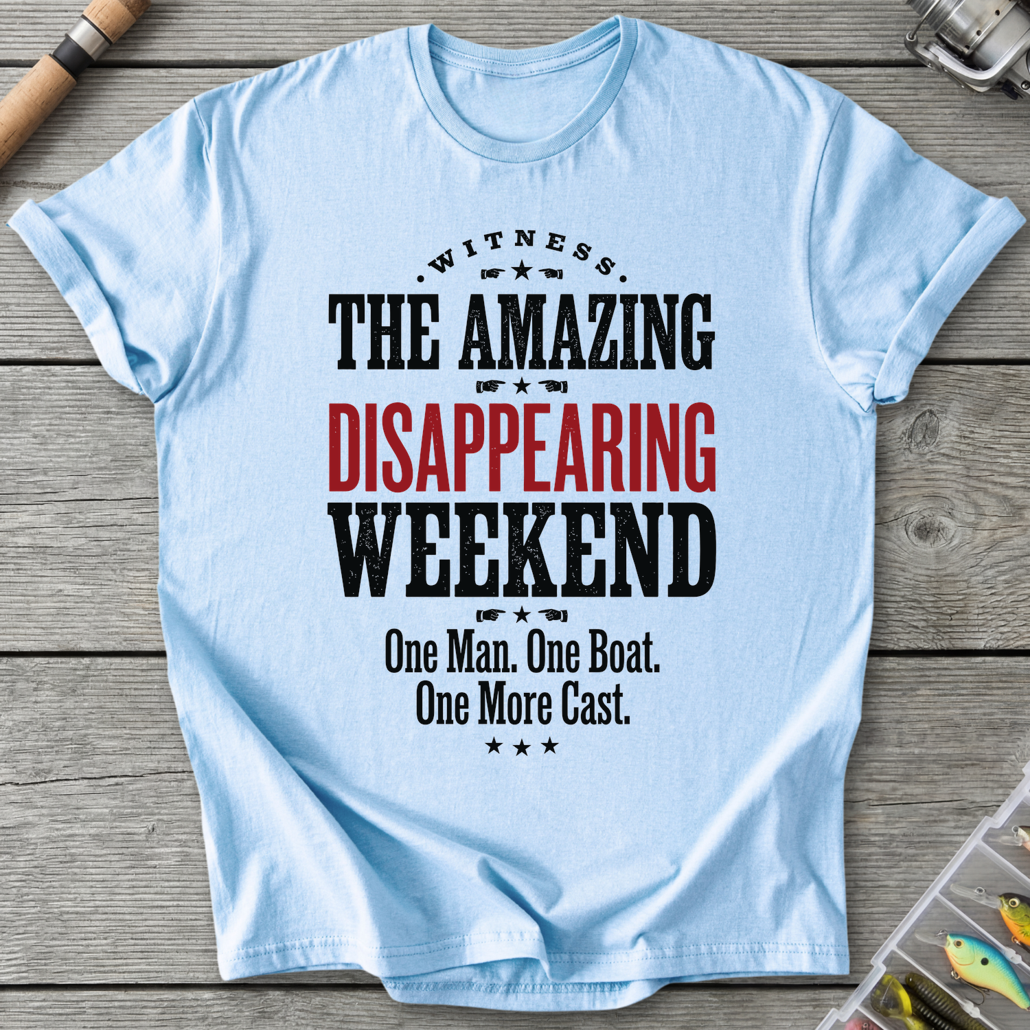 Disappearing Weekend One More Cast T-Shirt in Light Blue | River Giants Club