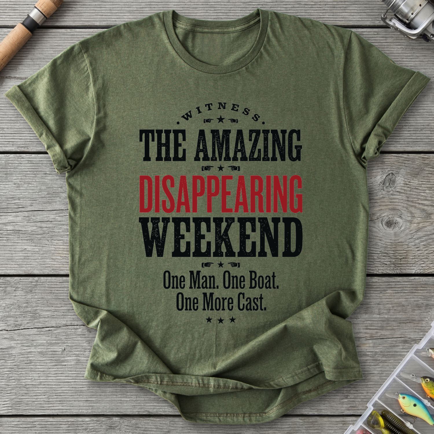 Disappearing Weekend One More Cast T-Shirt in Military Green | River Giants Club
