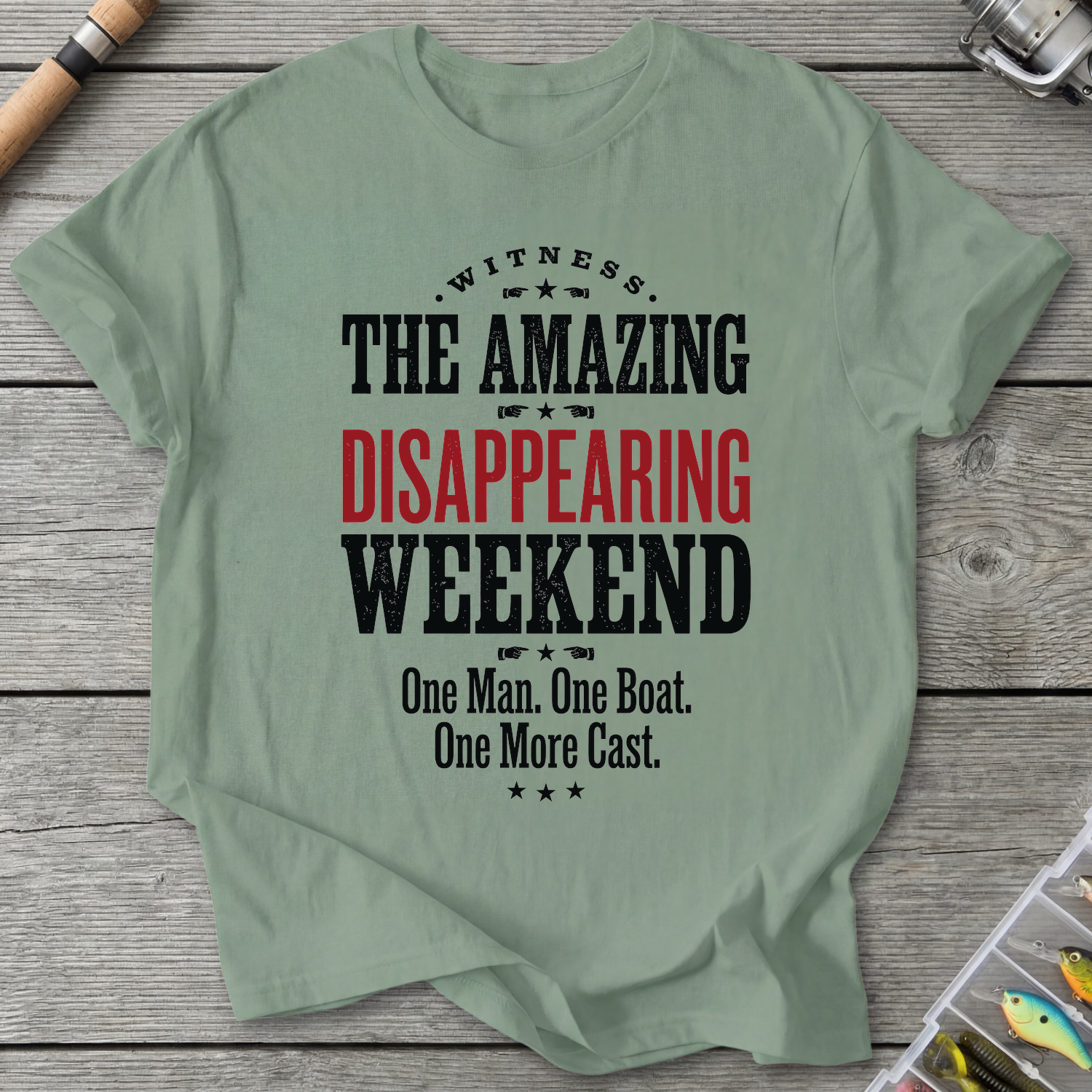Disappearing Weekend One More Cast T-Shirt in Sage | River Giants Club