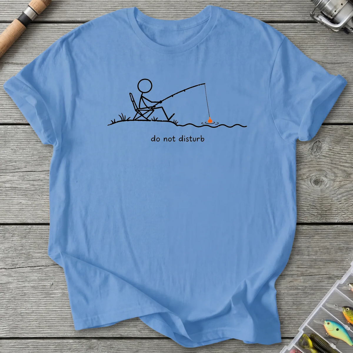 Do Not Disturb Stick Figure Fishing T-Shirt in Carolina Blue | River Giants Club