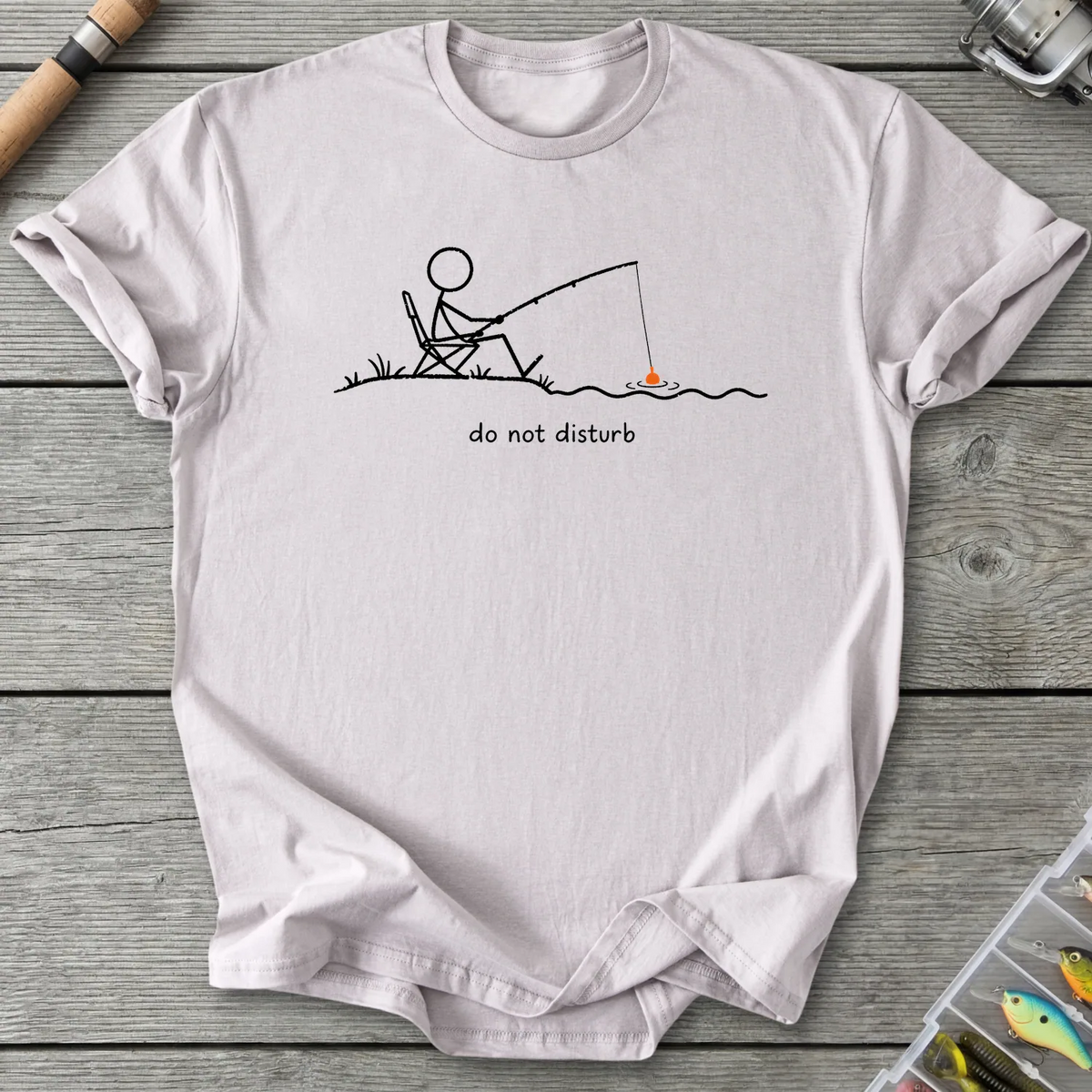 Do Not Disturb Stick Figure Fishing T-Shirt in Ice Grey | River Giants Club