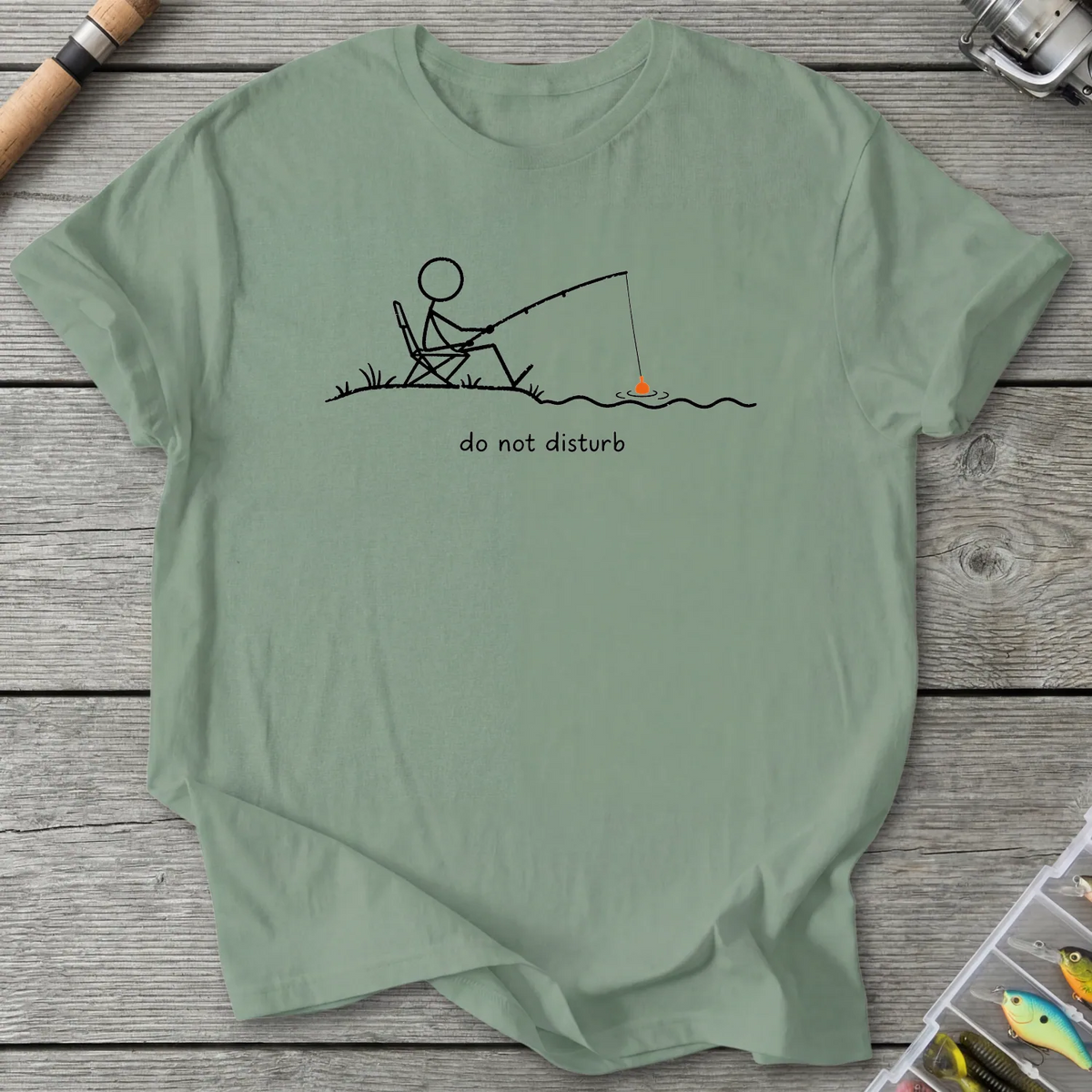 Do Not Disturb Stick Figure Fishing T-Shirt in Sage | River Giants Club