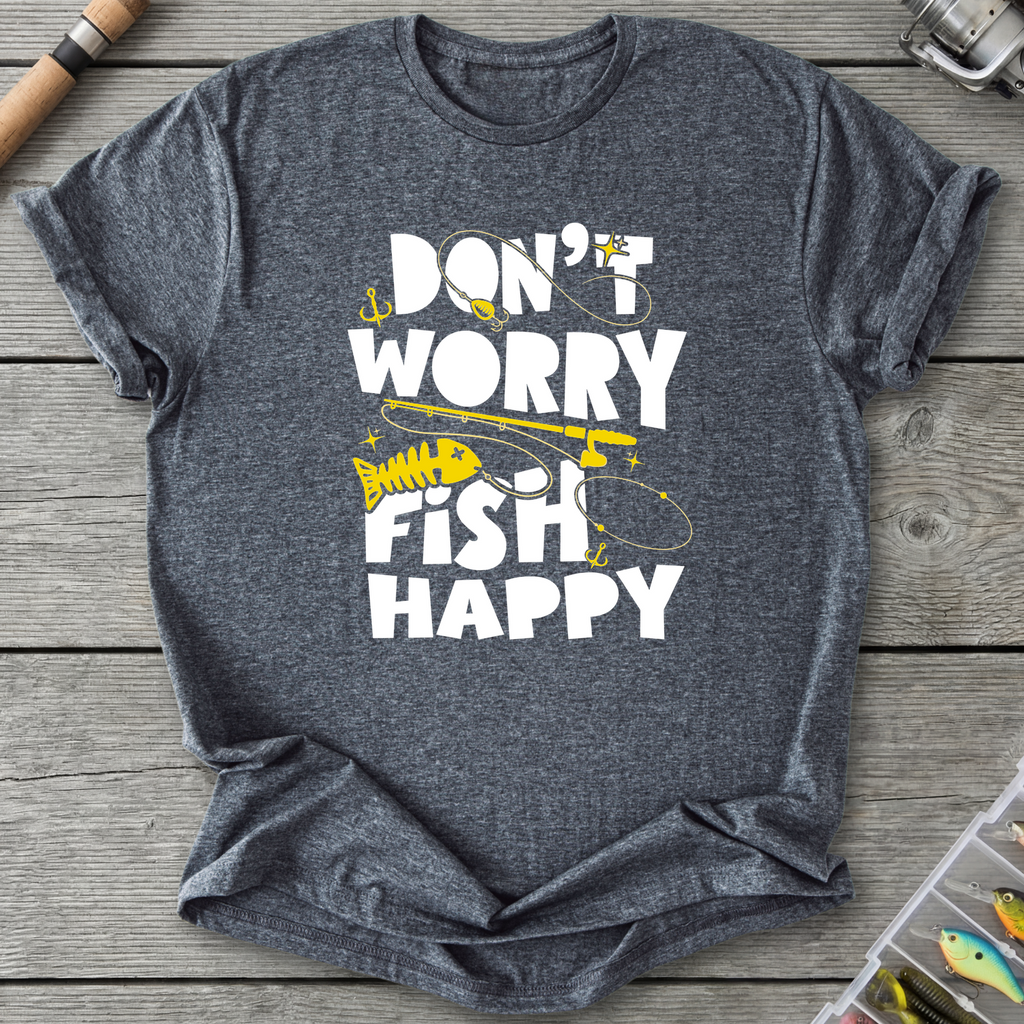 Don't Worry Fish Happy T-Shirt in Dark Heather | River Giants Club